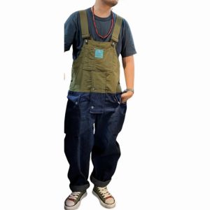 salopette en jean bicolore pour homme
