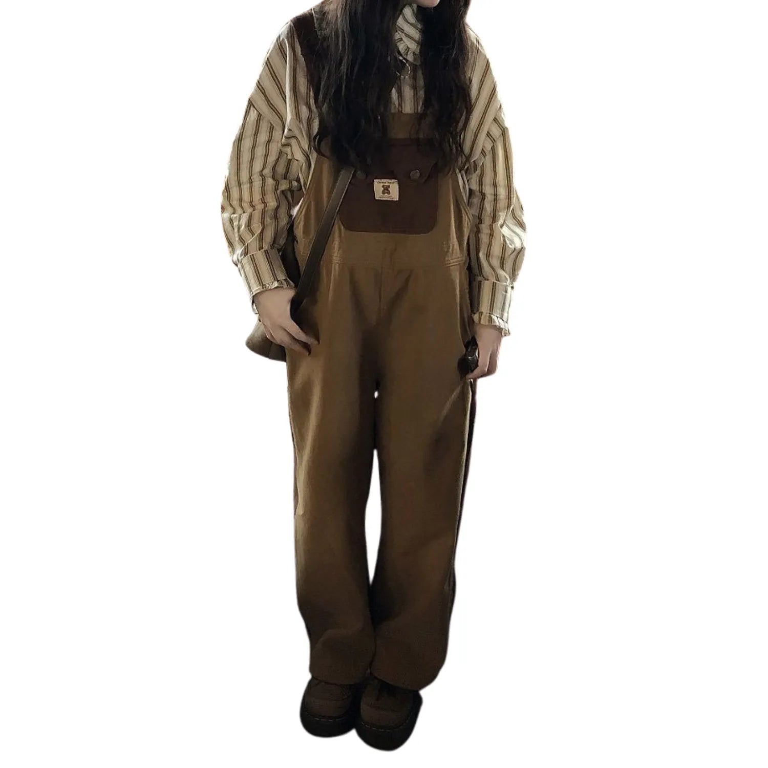look salopette marron jean