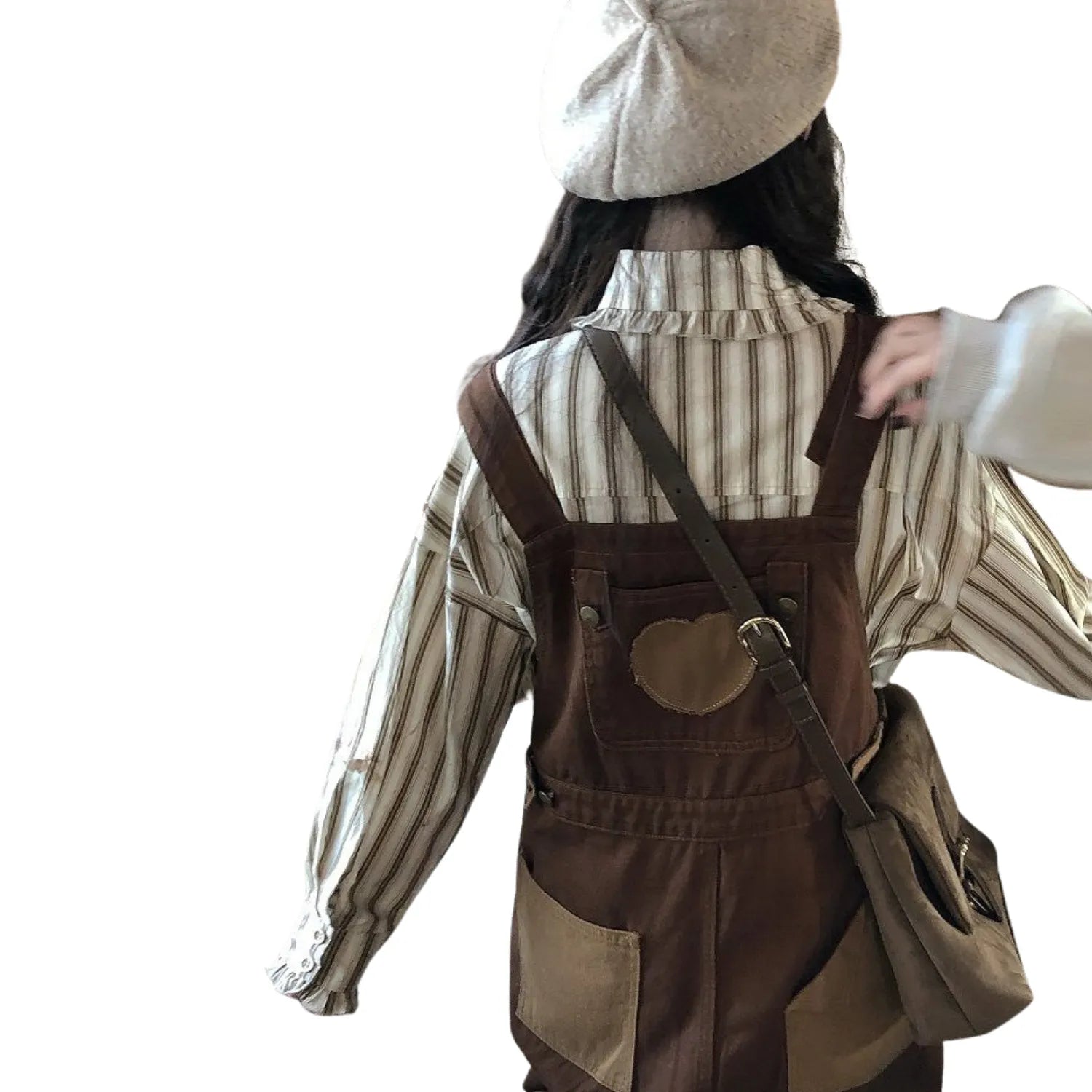 salopette marron en jean pour femme
