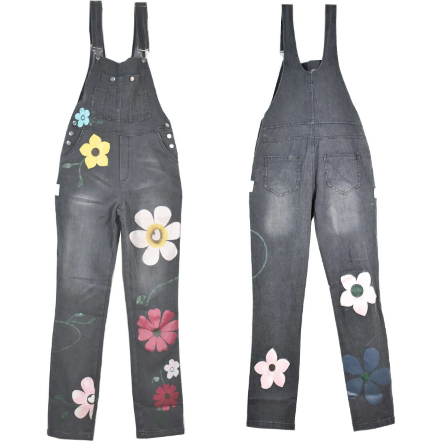 denim fleuri salopette femme