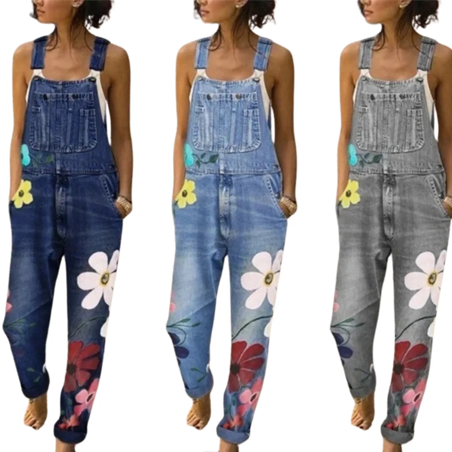 salopette original motifs fleurs femme