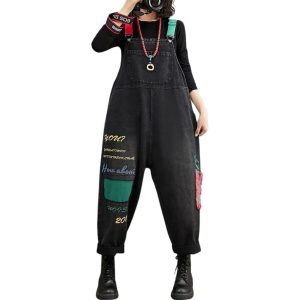 salopette en jean noir pour femme