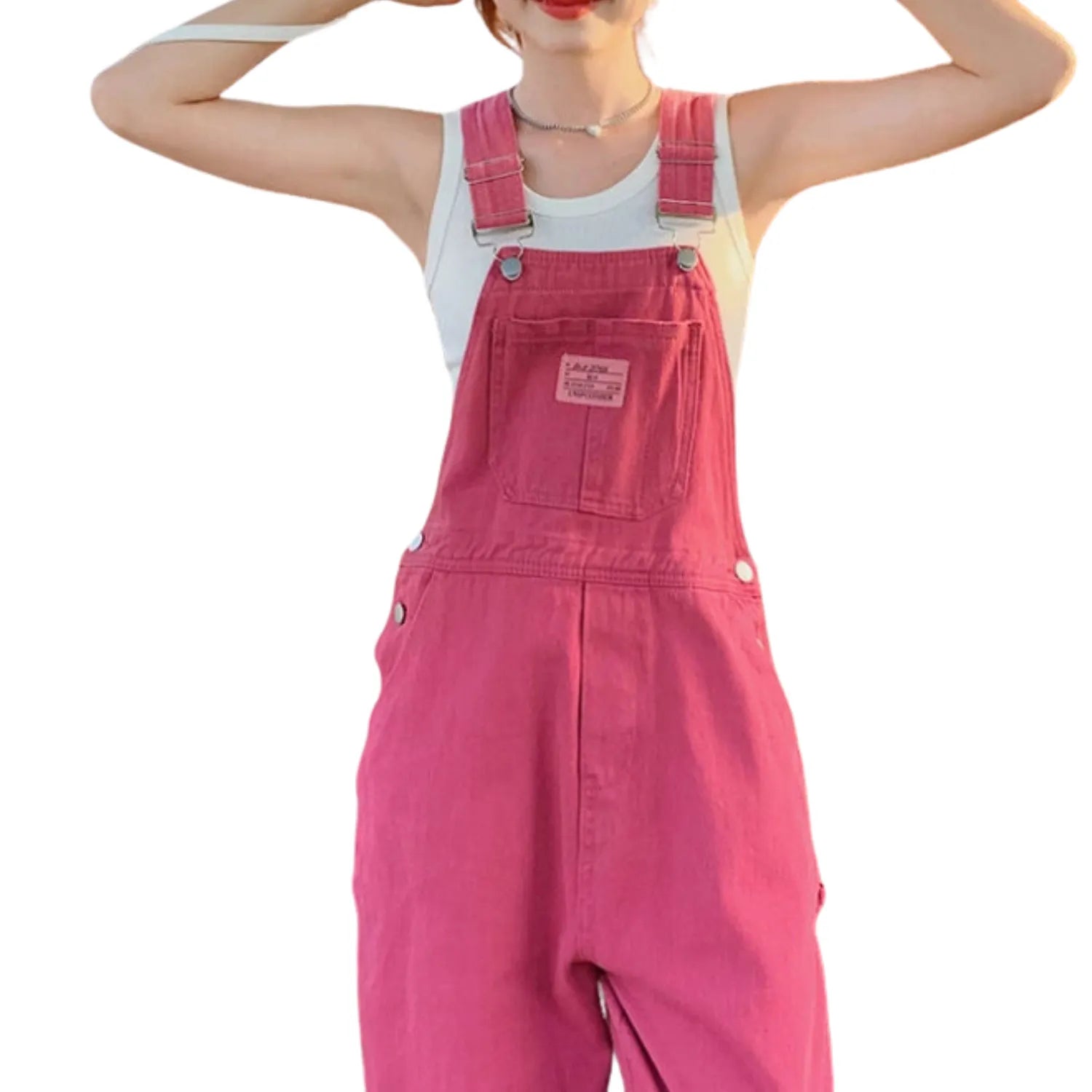 style décontracté salopette rose