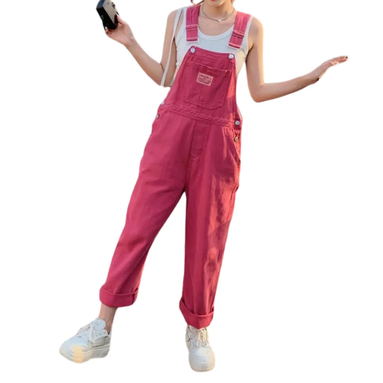 salopette en jean rose pour femme