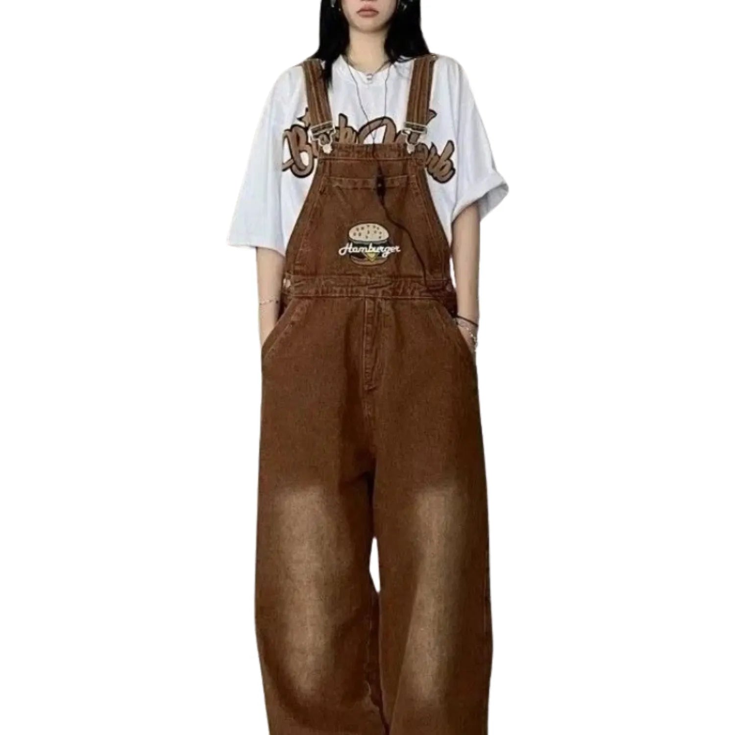 salopette en jean marron pour femme
