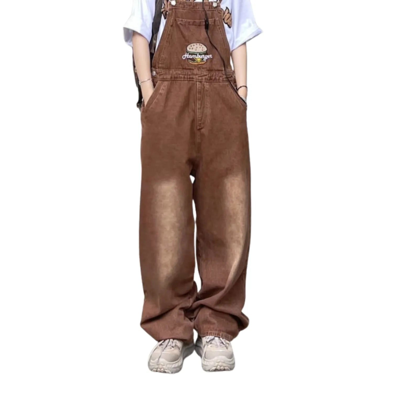 tenue tendance femme salopette jean marron