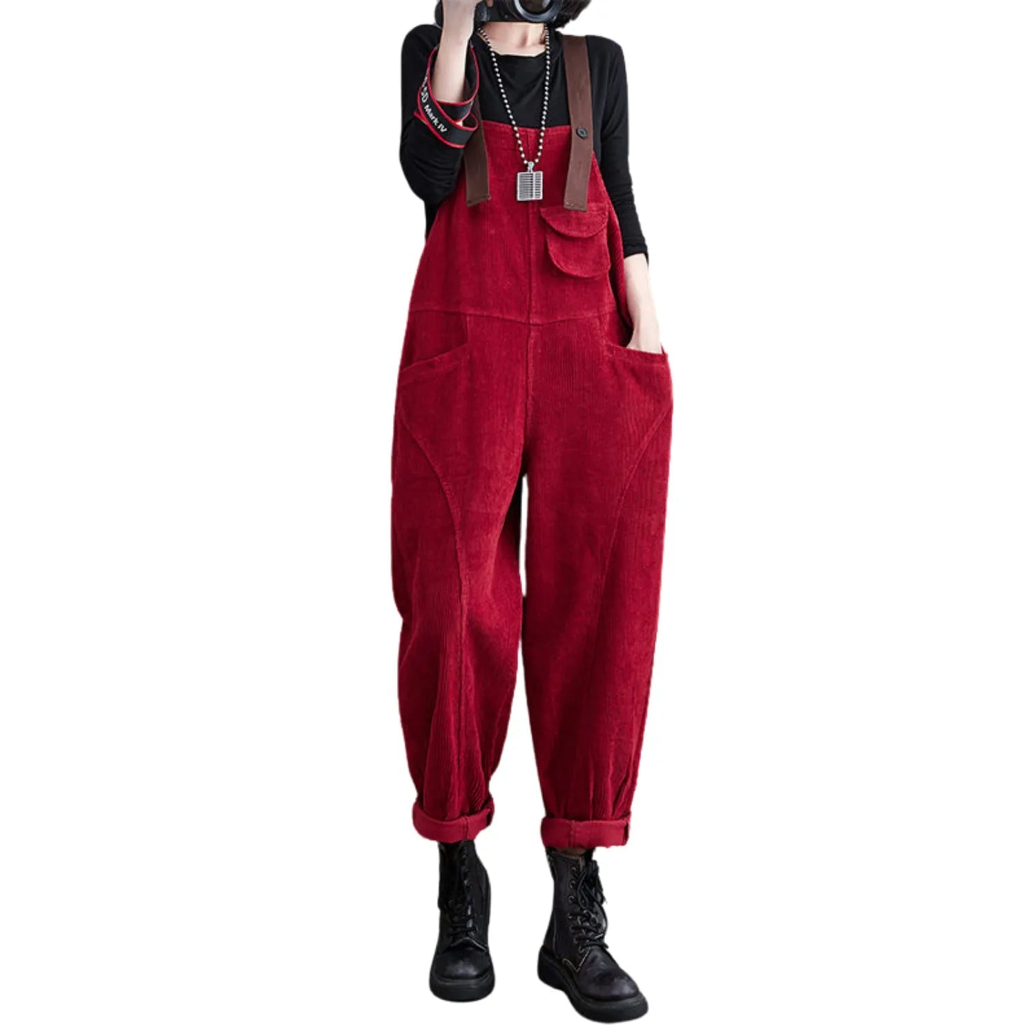 Salopette en Nylon Rouge pour Femme