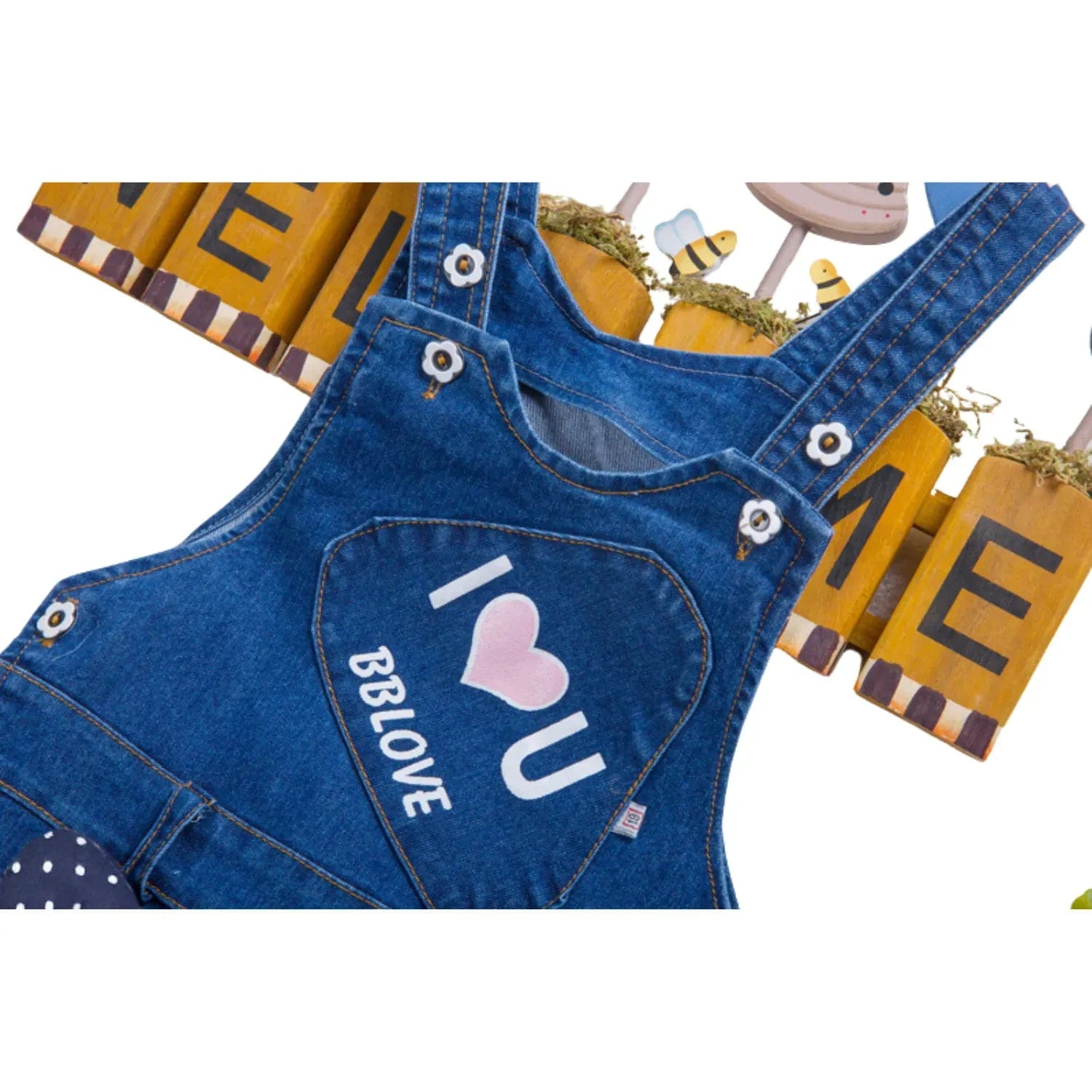 salopette jean enfant motifs papillons