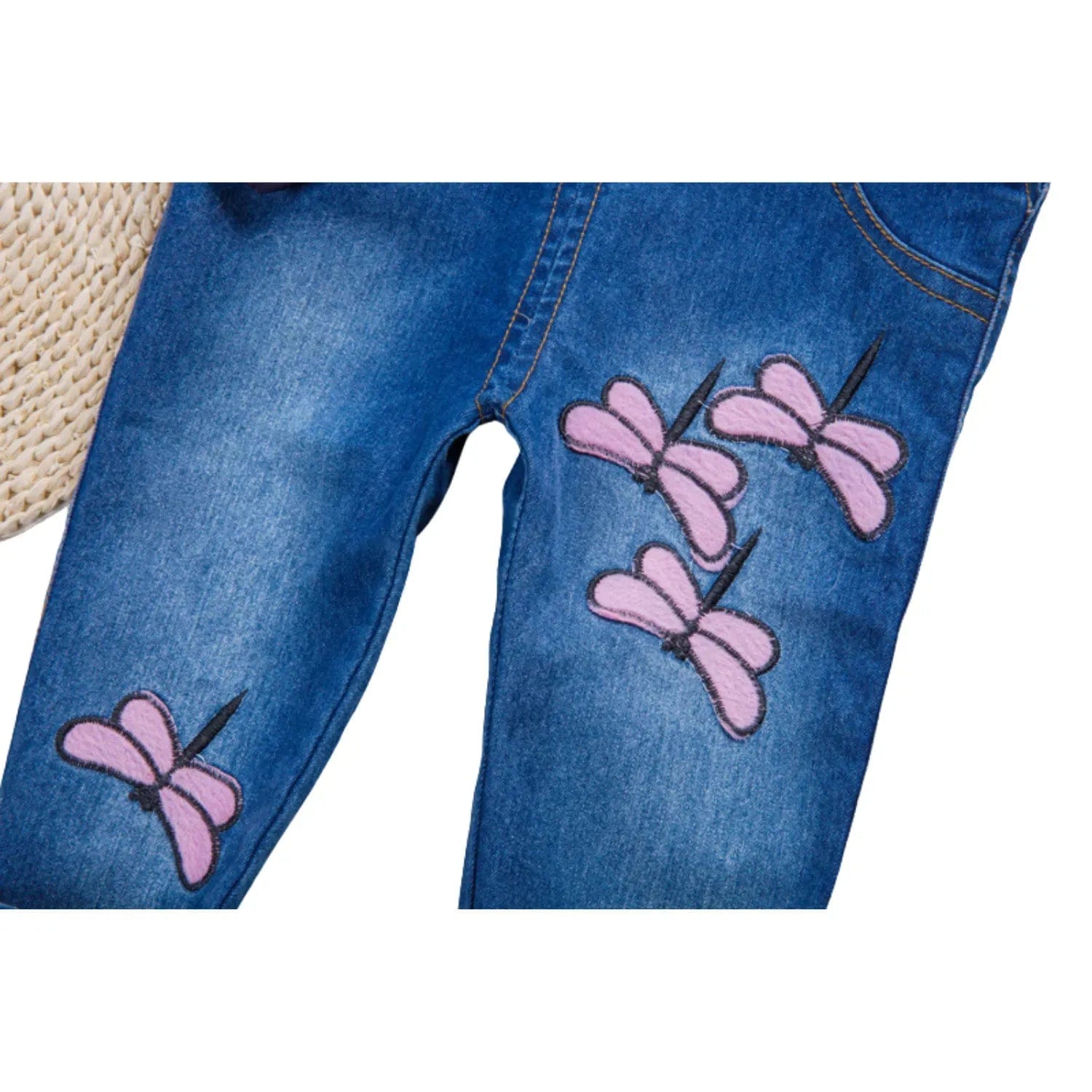 jean enfant avec motifs papillons