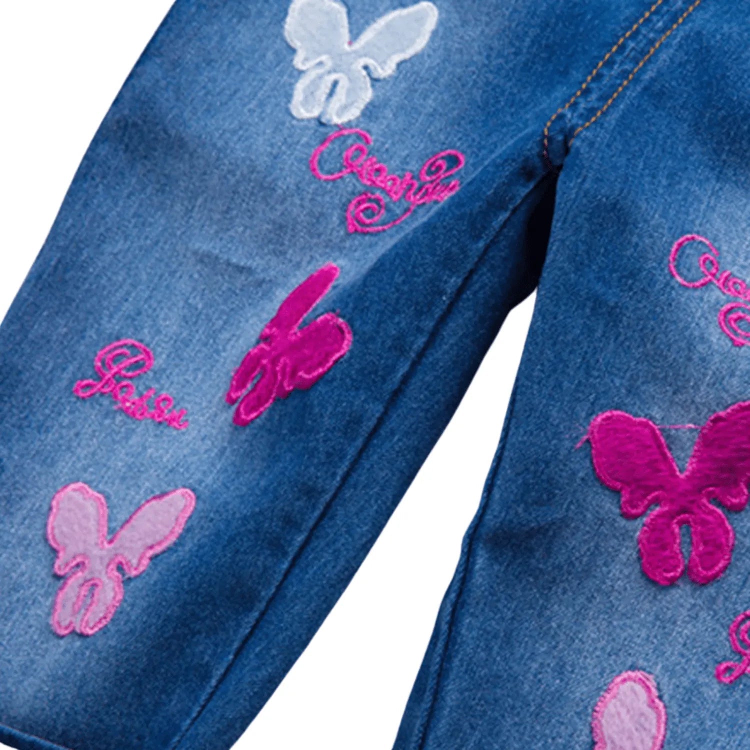 mode enfant jean papillons pompons