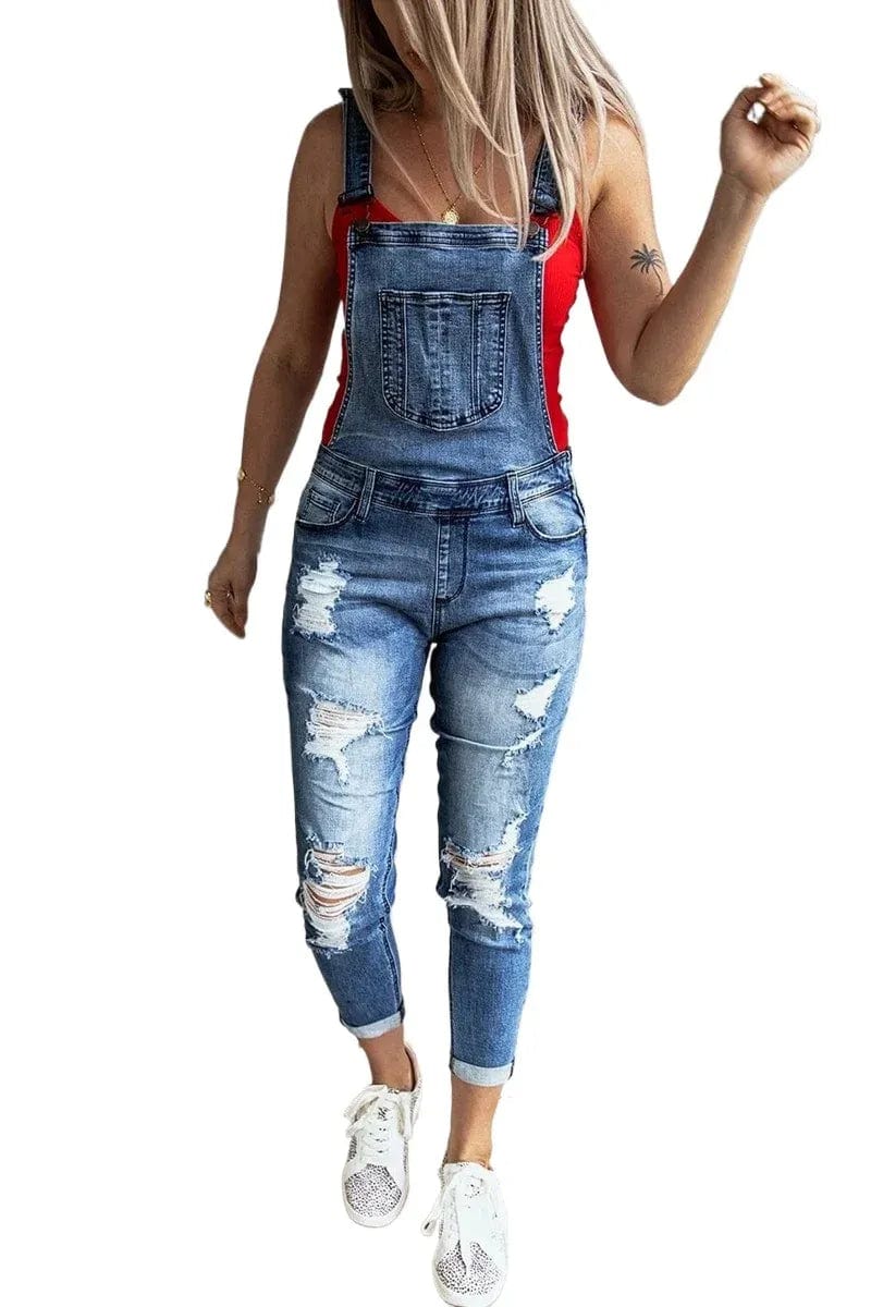 salopette femme trouée