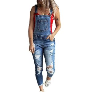 salopette en jean trouée pour femme