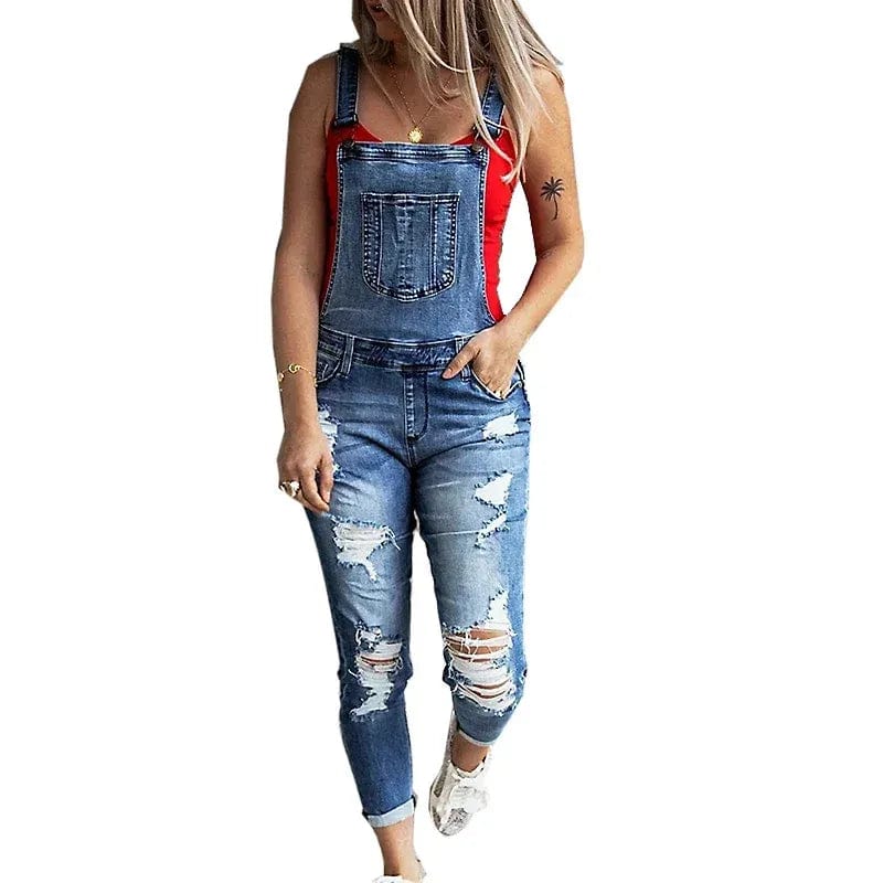 salopette en jean trouée pour femme