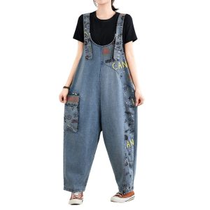 salopette en jean large pour femme