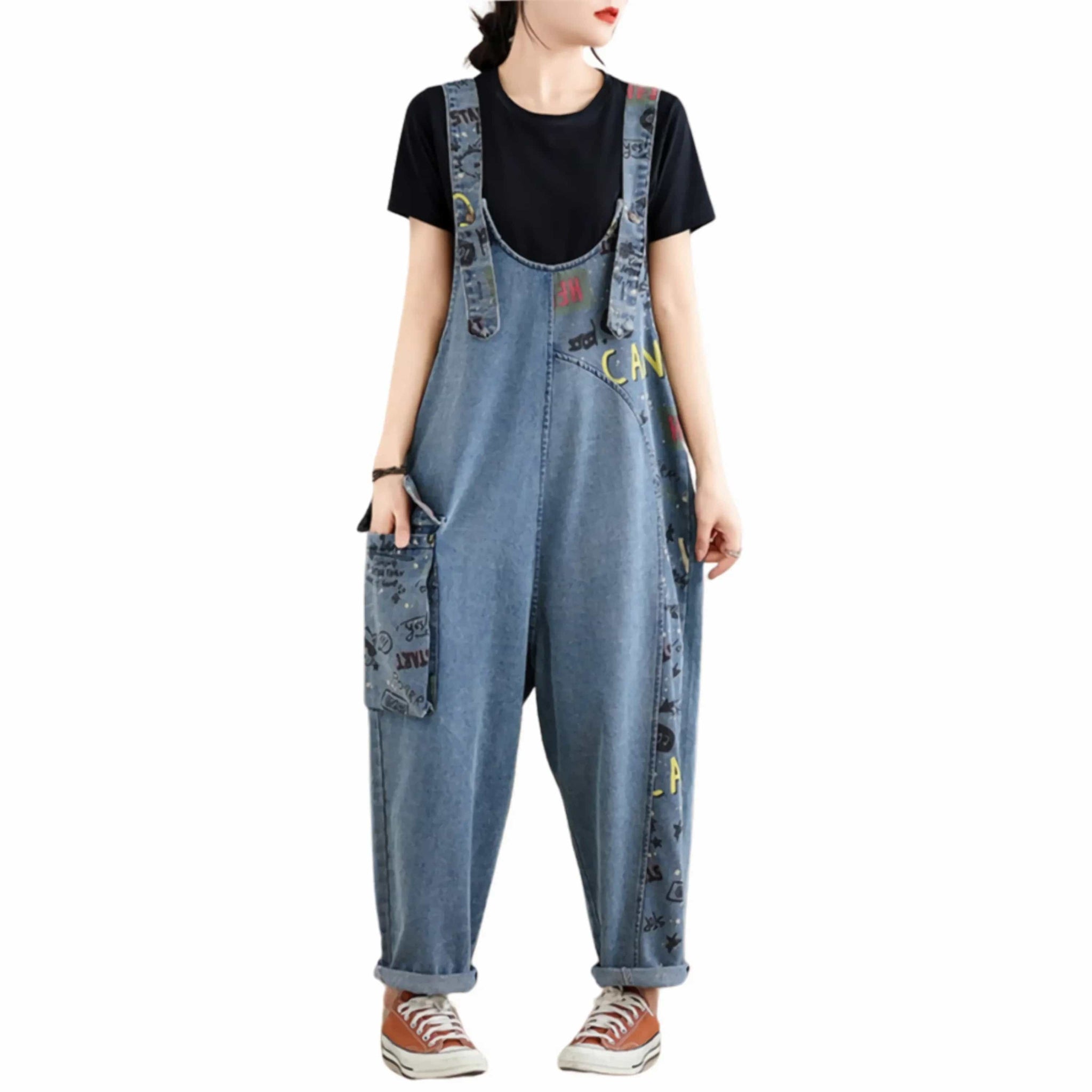 jean large salopette pour femme