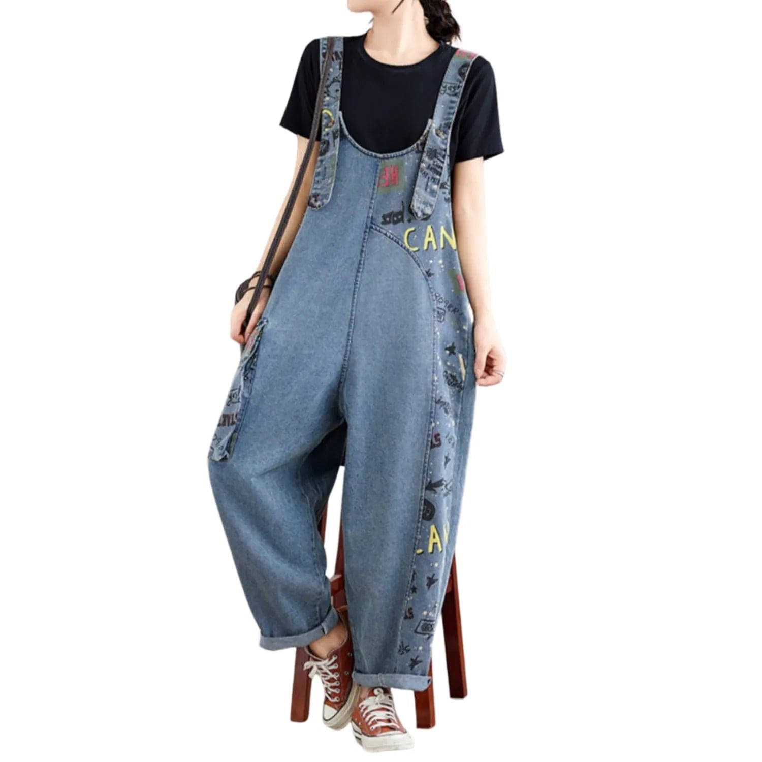 salopette femme en jean large