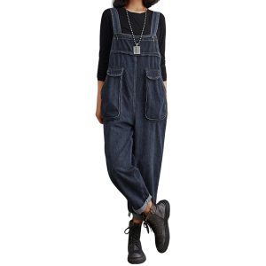 salopette femme en jean brut vintage