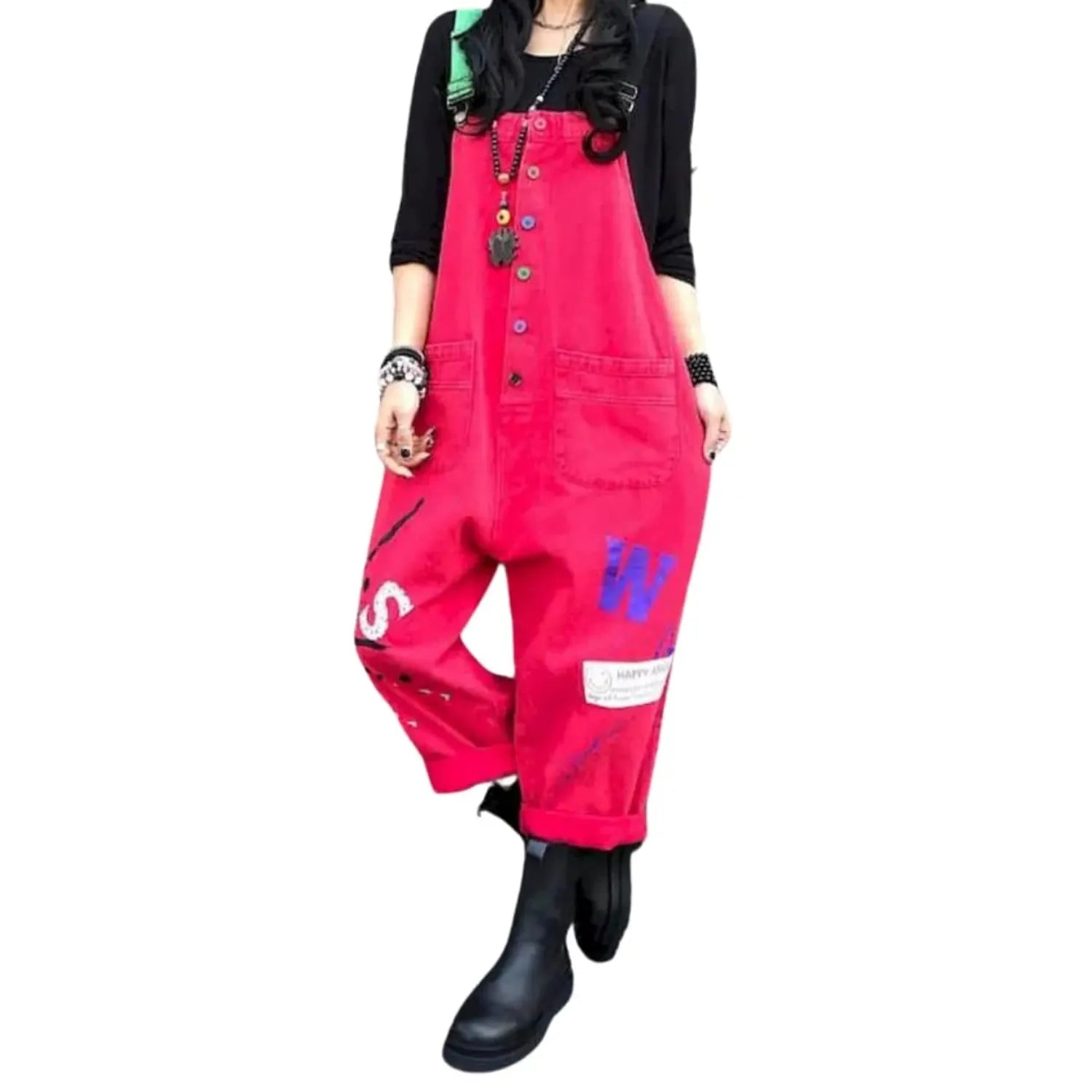 salopette femme rouge