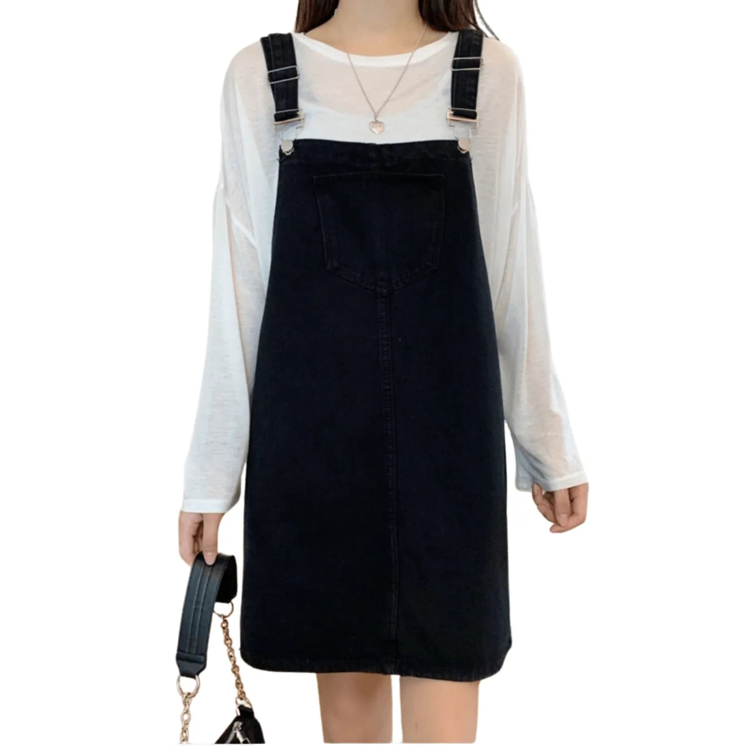 longue robe salopette en jean