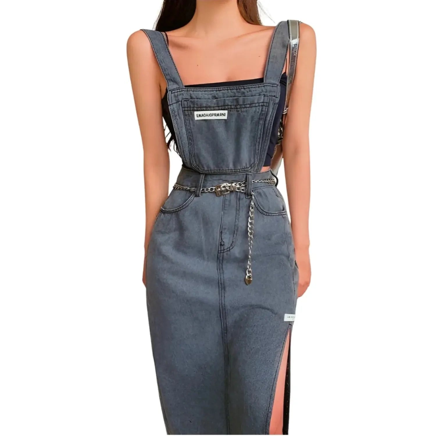 robe salopette féminine grise