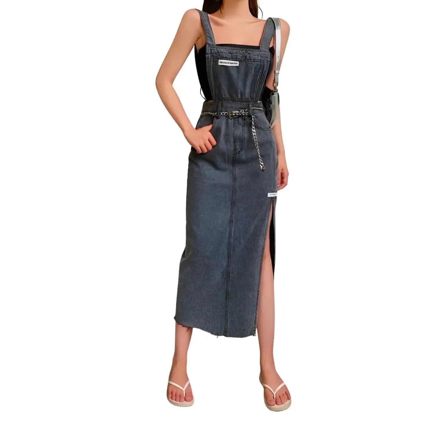 salopette en jean femme grise