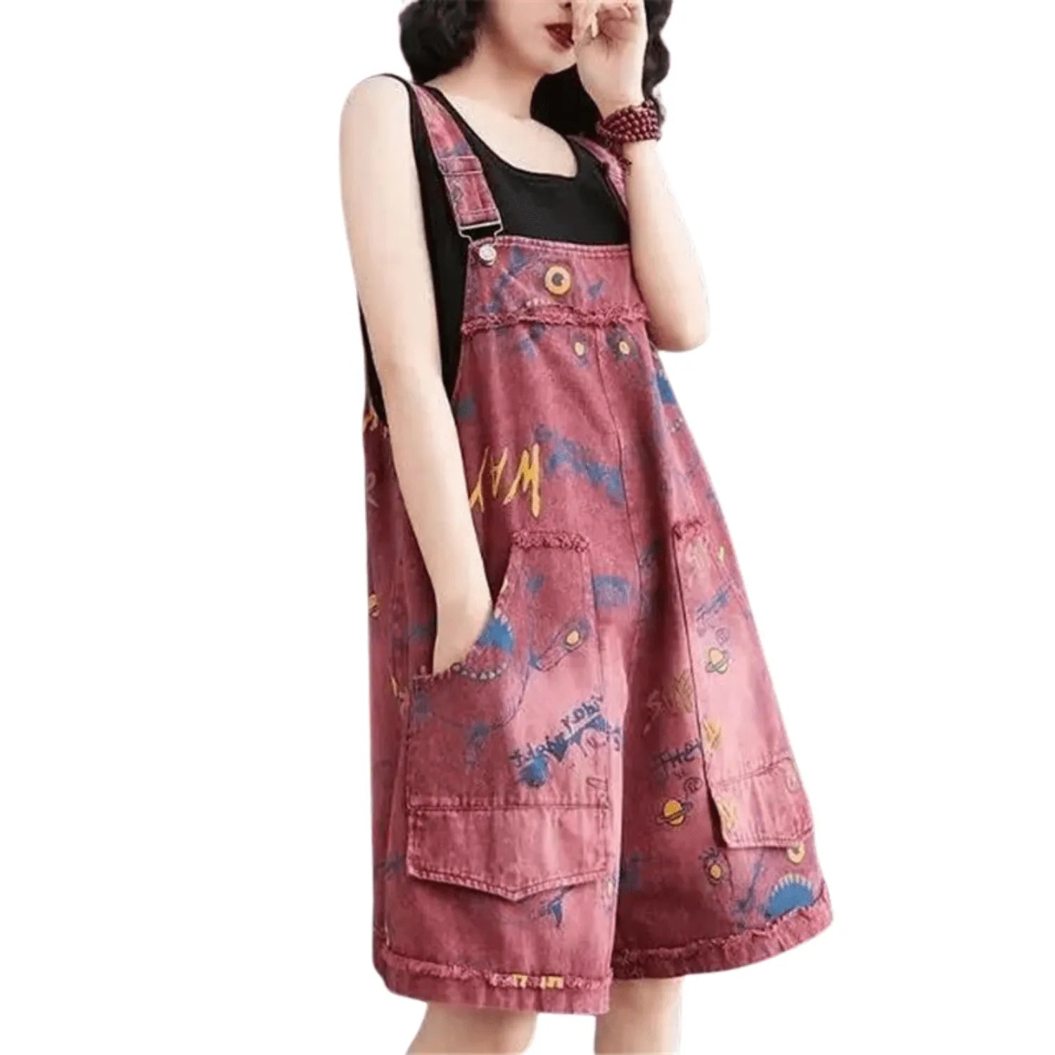 robe salopette style rouge