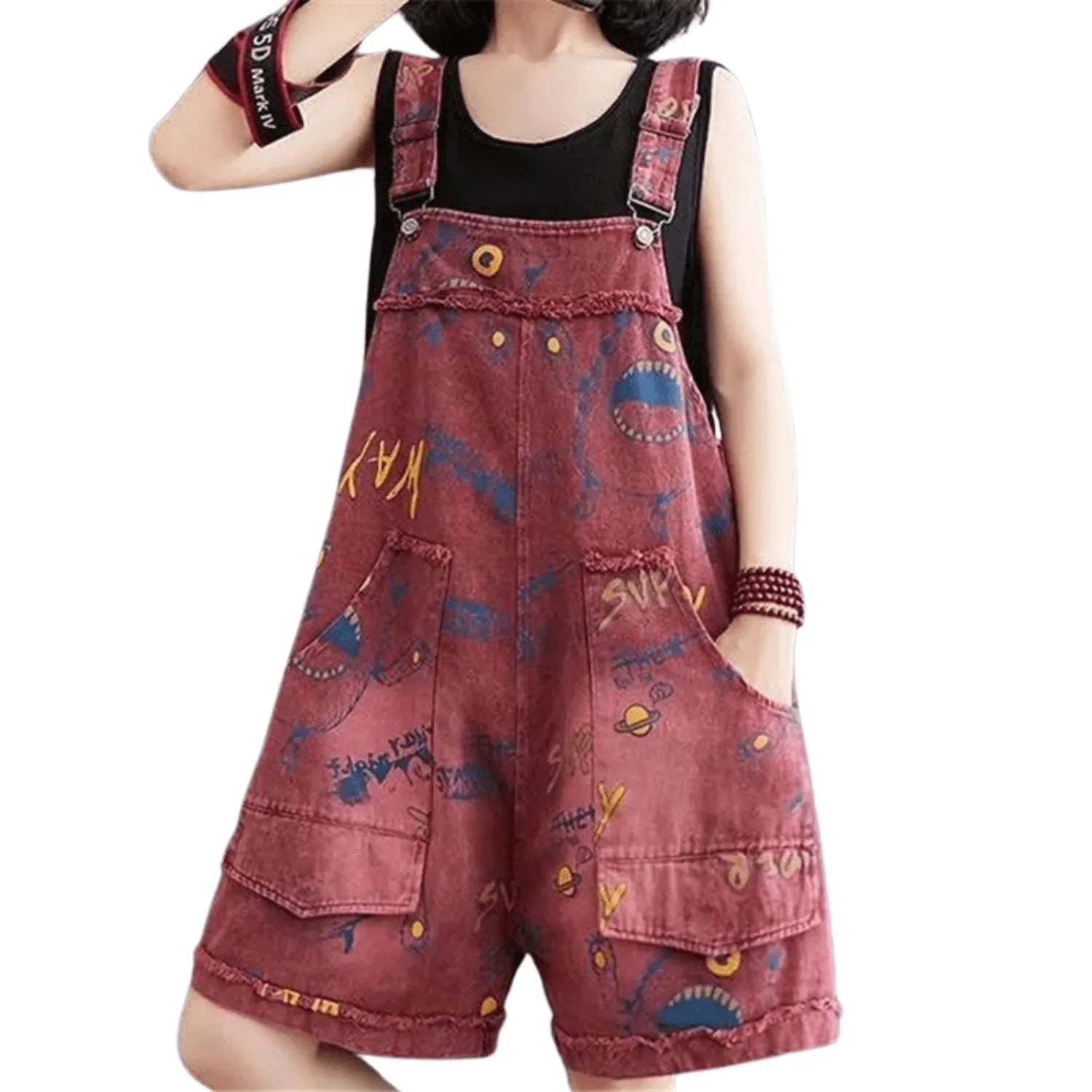 salopette robe femme style oversize rouge