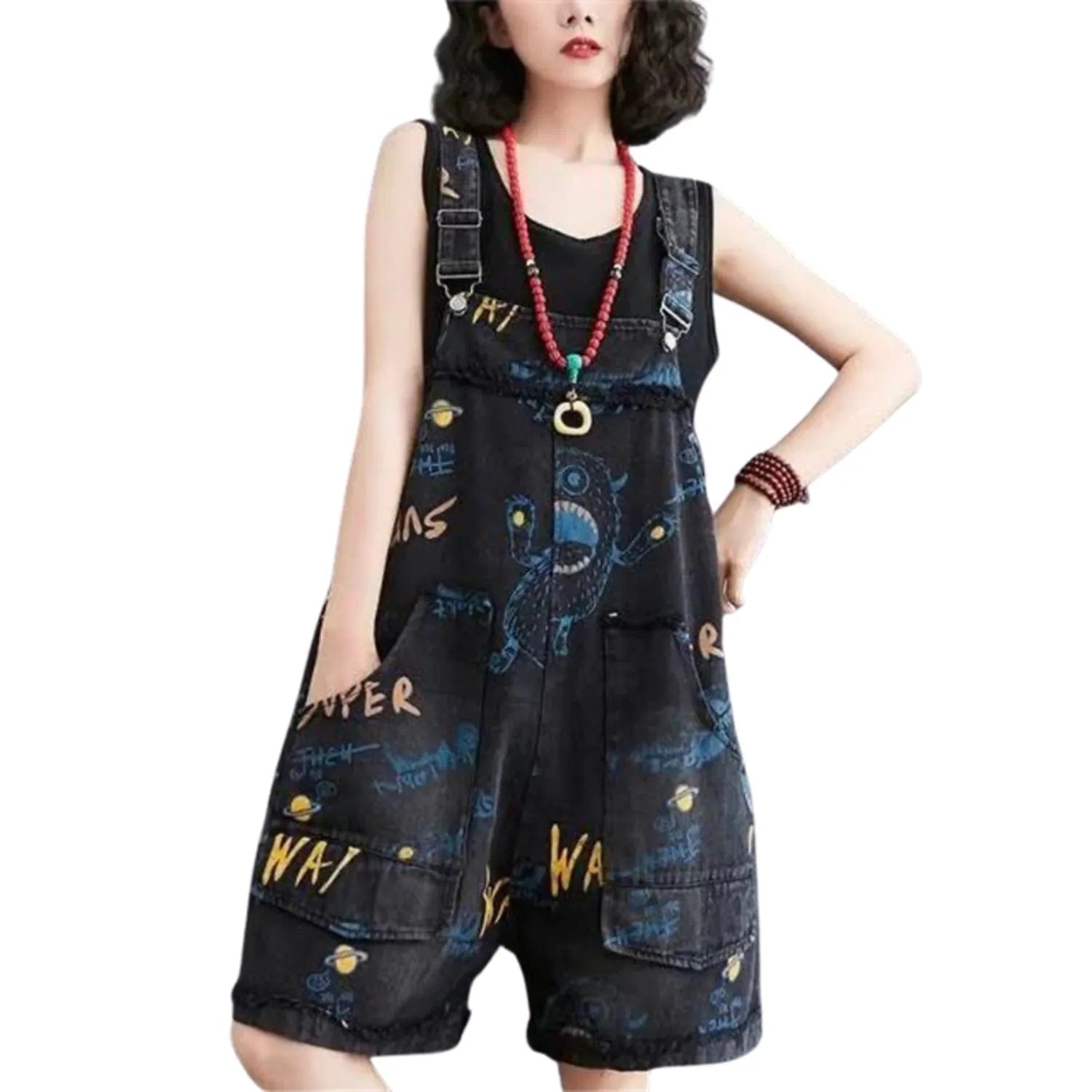 Style Oversize Salopette Robe Noire