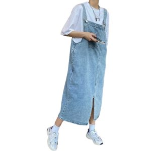 salopette robe longue en jean femme