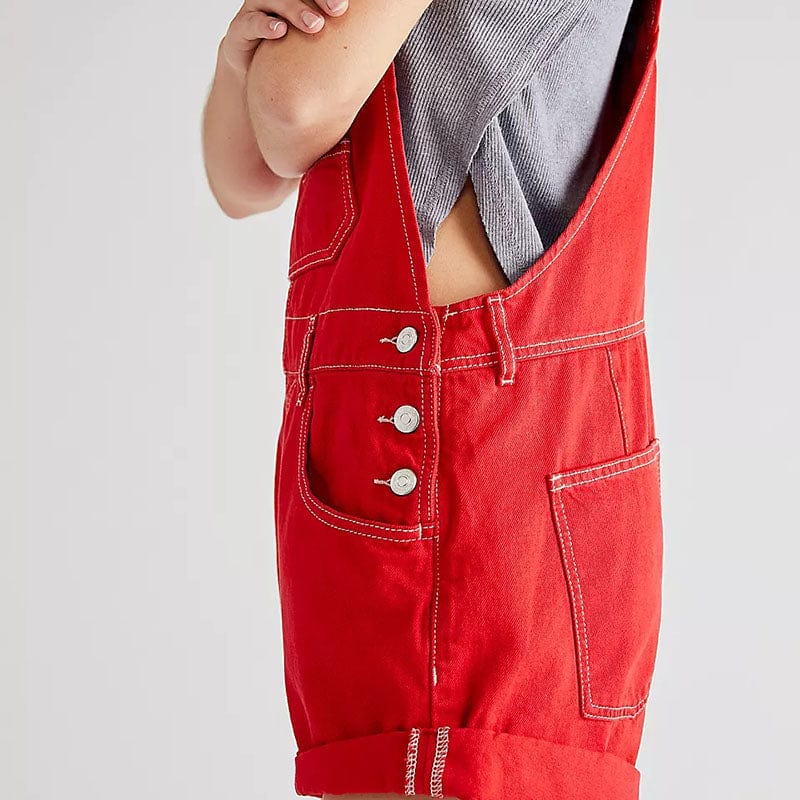 Jean noir salopette short femme