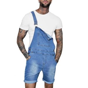 salopette short en jean pour homme