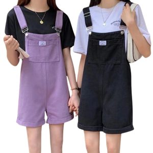 salopette short denim pour femme