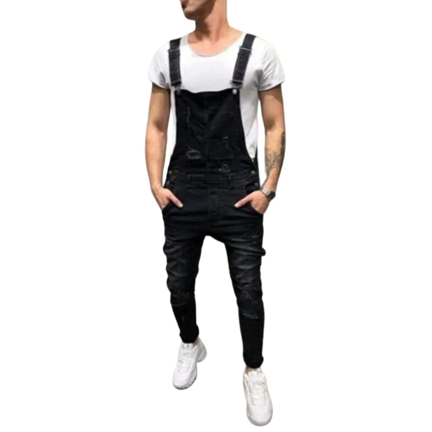salopette en jean noir pour homme
