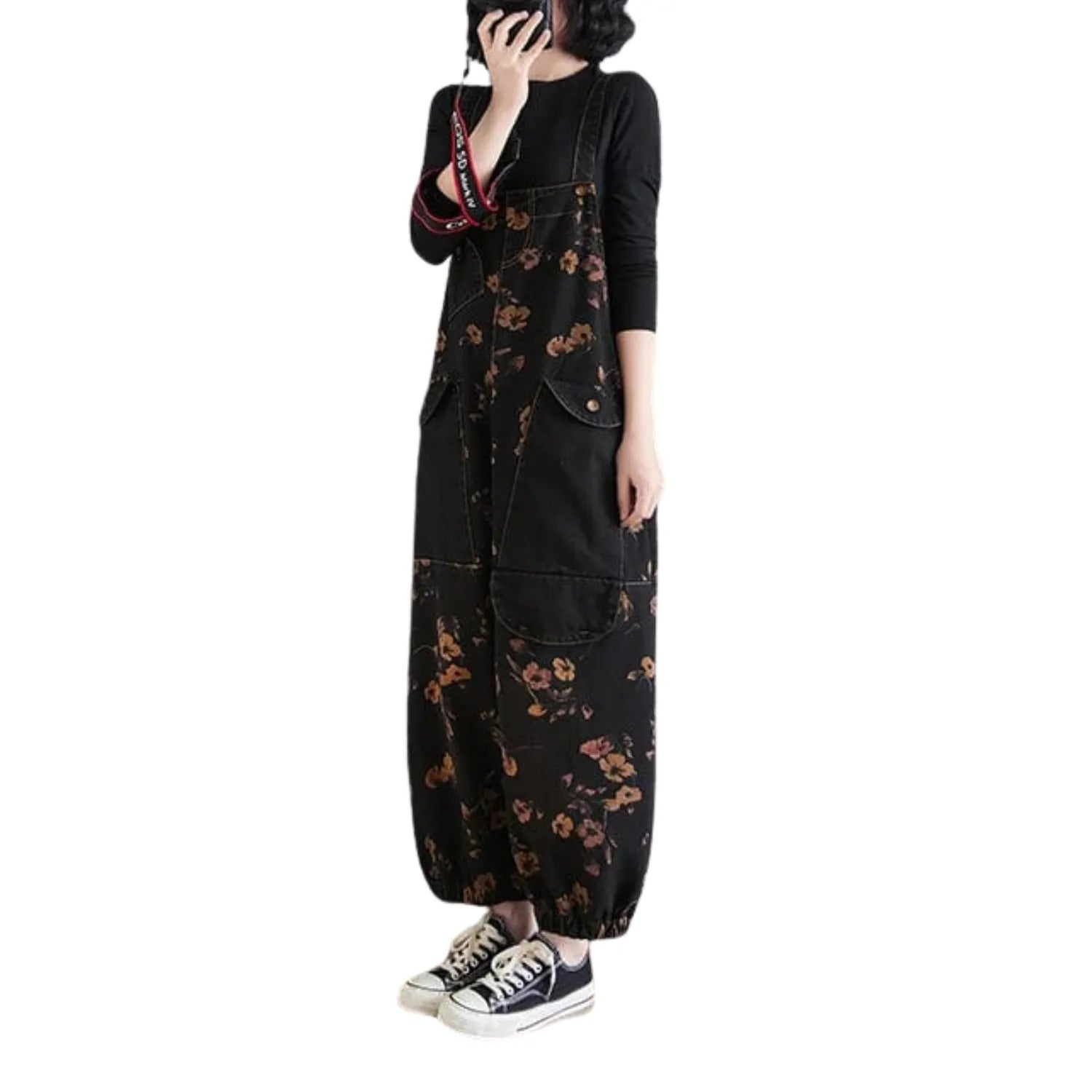 bretelles ajustables florales jean