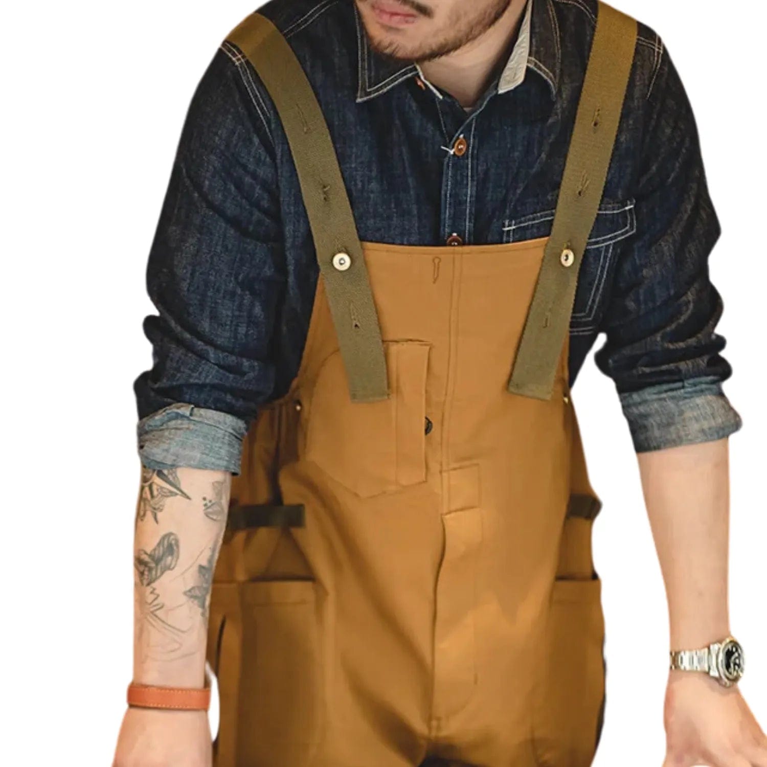 salopette vintage coton marron caramel