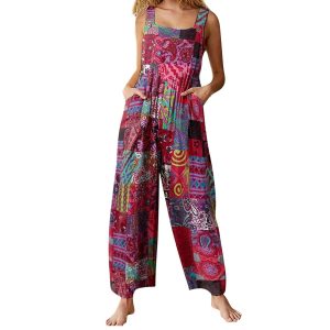 salopette vintage style patchwork coloré